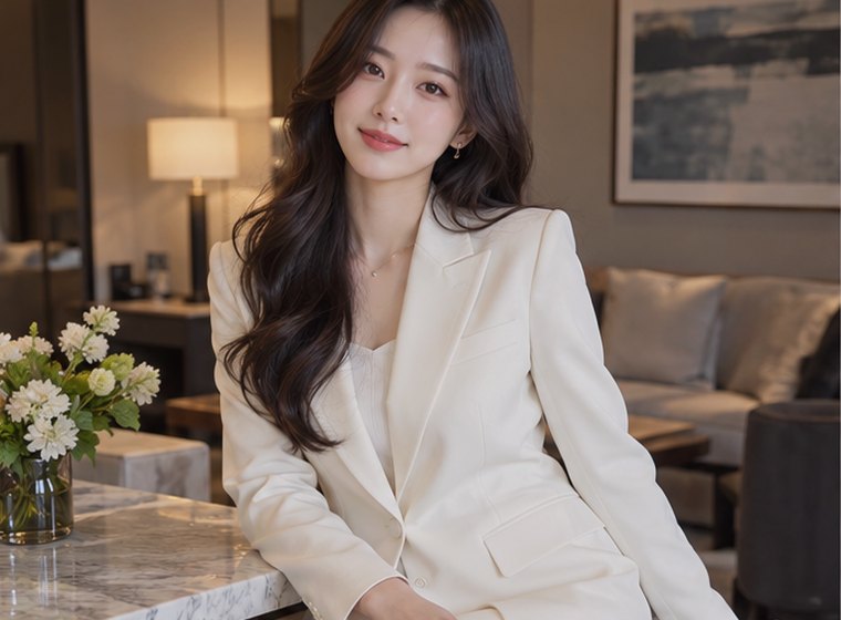 인계동 감정휴식 전신 쉼 관리 안내 카드의 서로 다른 20대 성인 한국 여성 모델